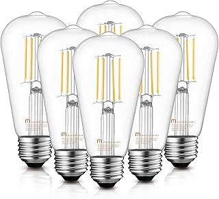 Mastery Mart Vintage LED Edison Bulbs CRI 95+, Dimmable E26 LED Bulb 5.5W (60 Watt Equivalent), 2700K Soft White, Decorati...