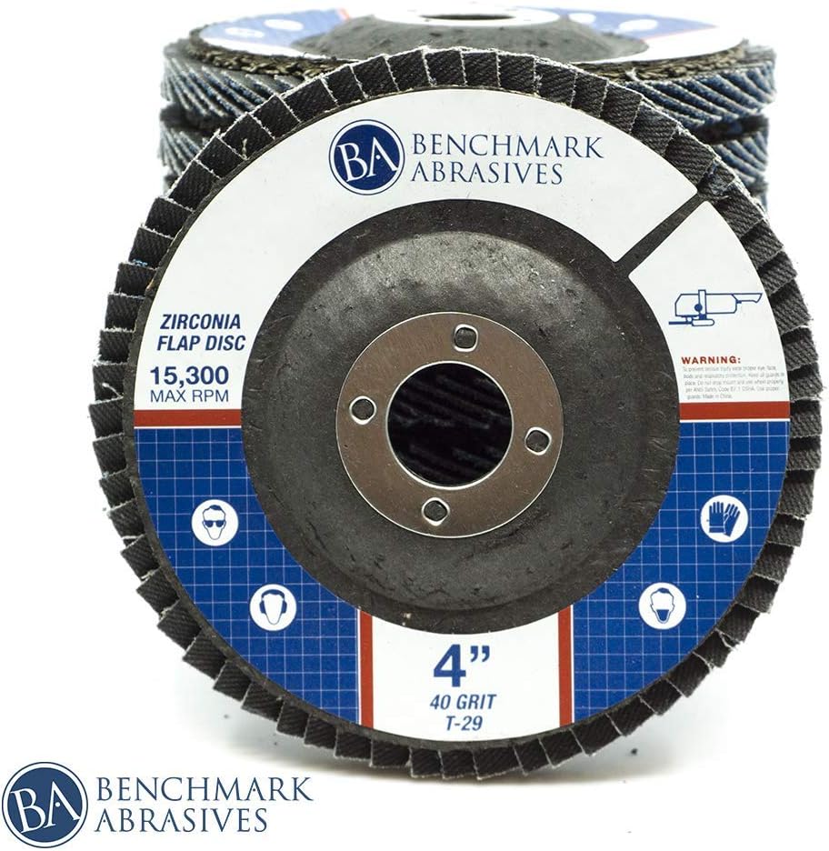 Benchmark Abrasives 4" x 5/8" Premium Type 29 Zirconia Flap Discs - 10 Pack (40 Grit)