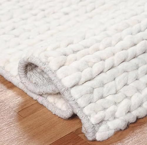 FRELISH DECOR Wool Cotton Area Rug for Living Room and