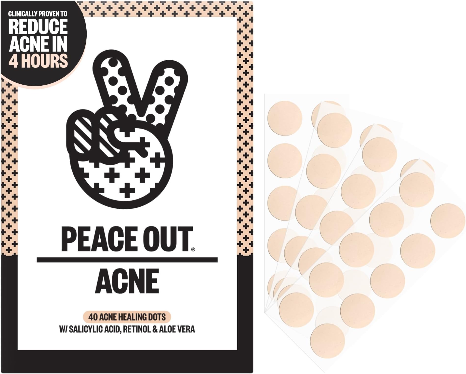 Acne Healing Dots Hydrocolloid Pimple Patches (40 count) | Fast Acting Acne Spot Treatment for Blemishes & Breakouts with Salicylic Acid, Retinol and Aloe Vera, Award Winning Skincare