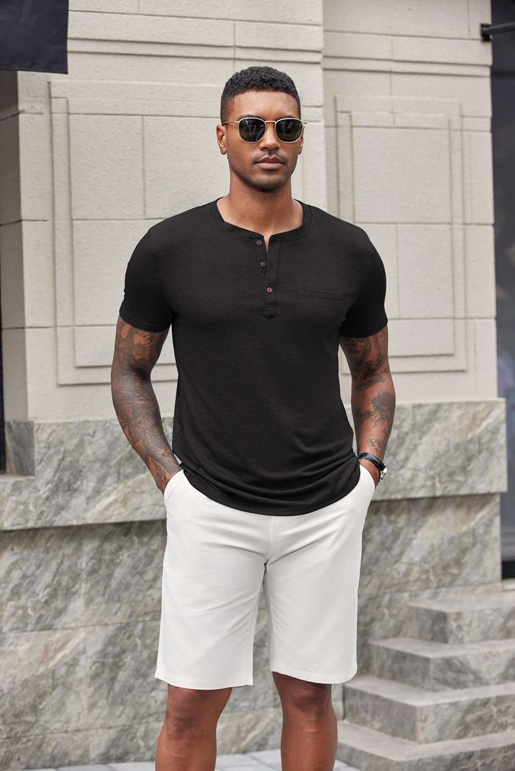 COOFANDY Men's Short Sleeve Henley T-Shirt - Image 3