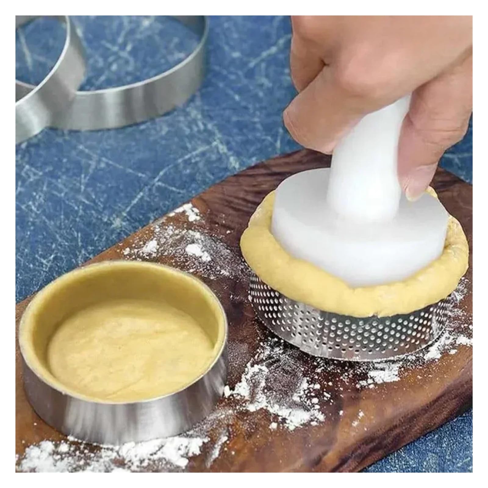 10PCS Rotondo In Acciaio Inox Crostata Anello Resistente Al Calore Forato Stampi FAI DA TE Mousse Torta di Frutta Tartlet Ciambella Stampo Utensili Da Cucina(10PCS-8CM)