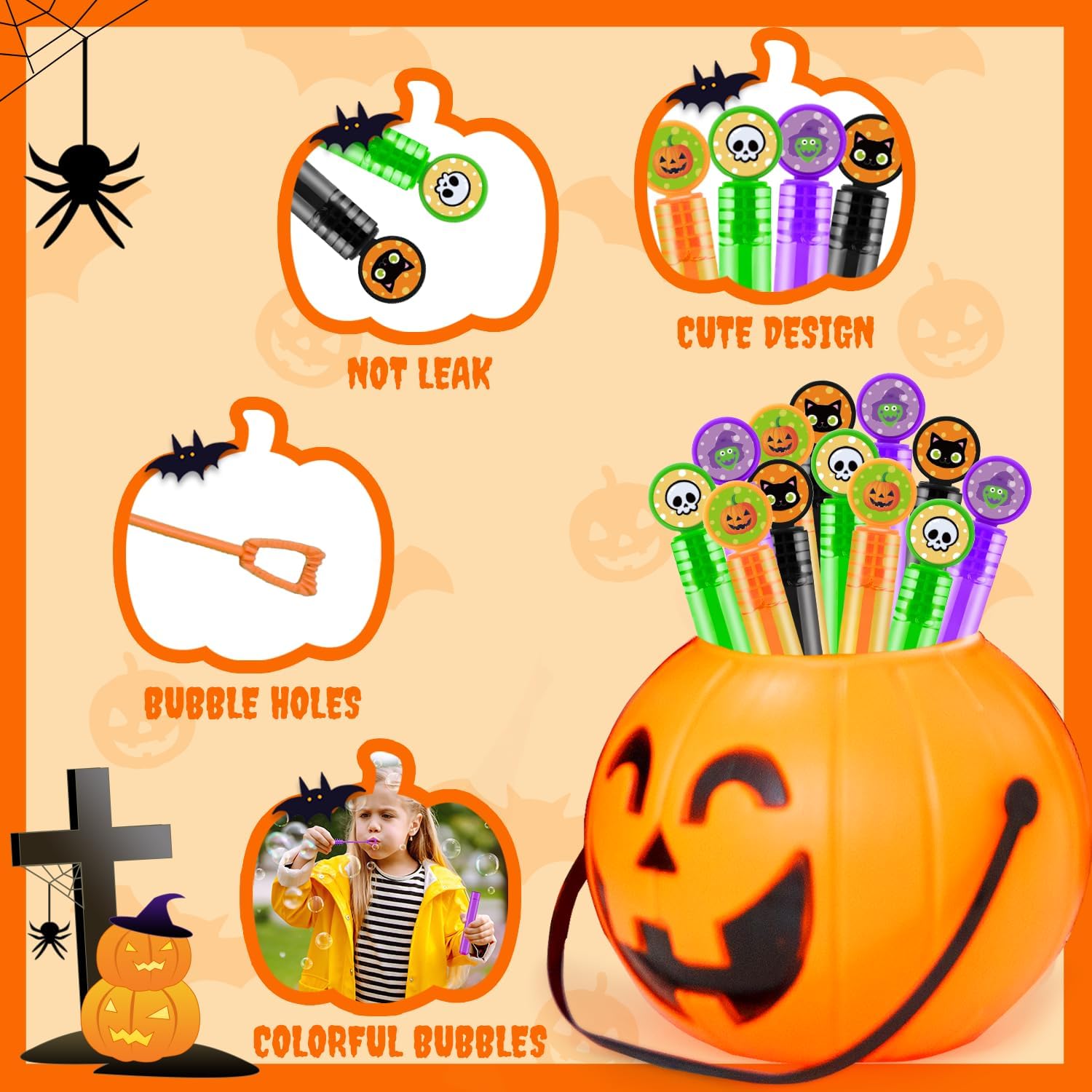 Bulk Halloween Toys Gifts Prizes for Kids 100 Pack, Mini Bubbles Party Favors Supplies for Toddlers, Carnival Birthday Activities Games Giveaways, Small School Classroom Treats Trinkets for Stuents