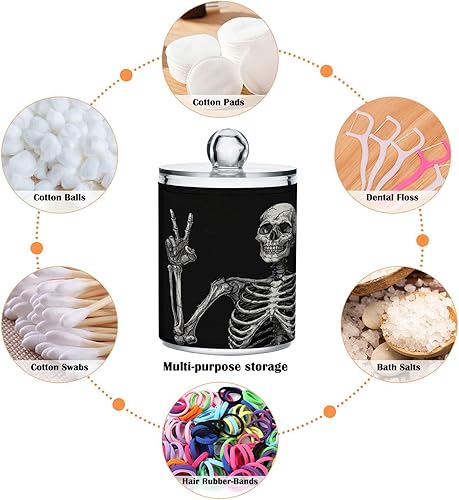 Miniatura 4 de Halloween Skull - 4 tarros herméticos de plástico transparente para almacenar alimentos, hierbas, té, etc. con tapa de almacenamiento, fácil de usar