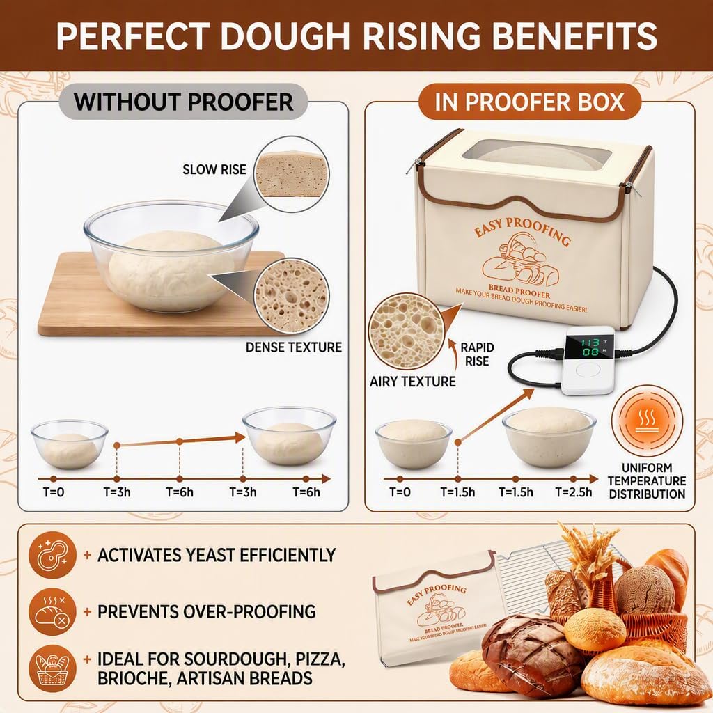 Bread Proofer Warming Box with Temperature Timer Control Metal Rack image 2