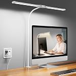 Desk Lamp with Clamp, Eye-Caring Desk Light with 50 Lighting Modes, Wide Double Head, Adjustable Architect Light Flexible Neck, Table lamp for Home Office, Computer, Craft(Includes Adapter)