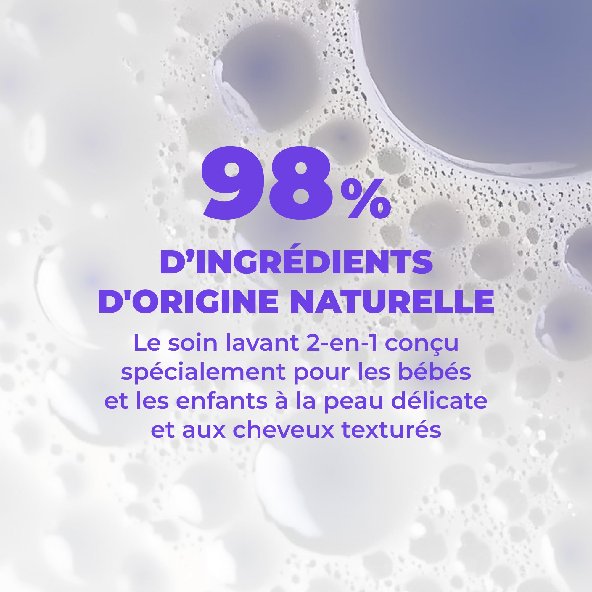 Les Secrets de Loly – Bubble Kiss – Soin lavant bébé 2-en-1 corps & cheveux Ultra-doux – Peaux sensibles & cheveux texturés (dès la naissance) – 98% d'origine naturelle – 400 ml