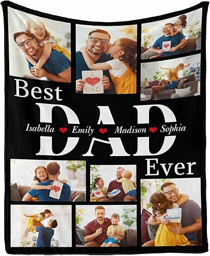 Miniatura 3 de D-Story Regalos de novia, novio para cumpleaños, manta de fotos personalizada para padre, manta personalizada con fotos, manta de regalo para papá
