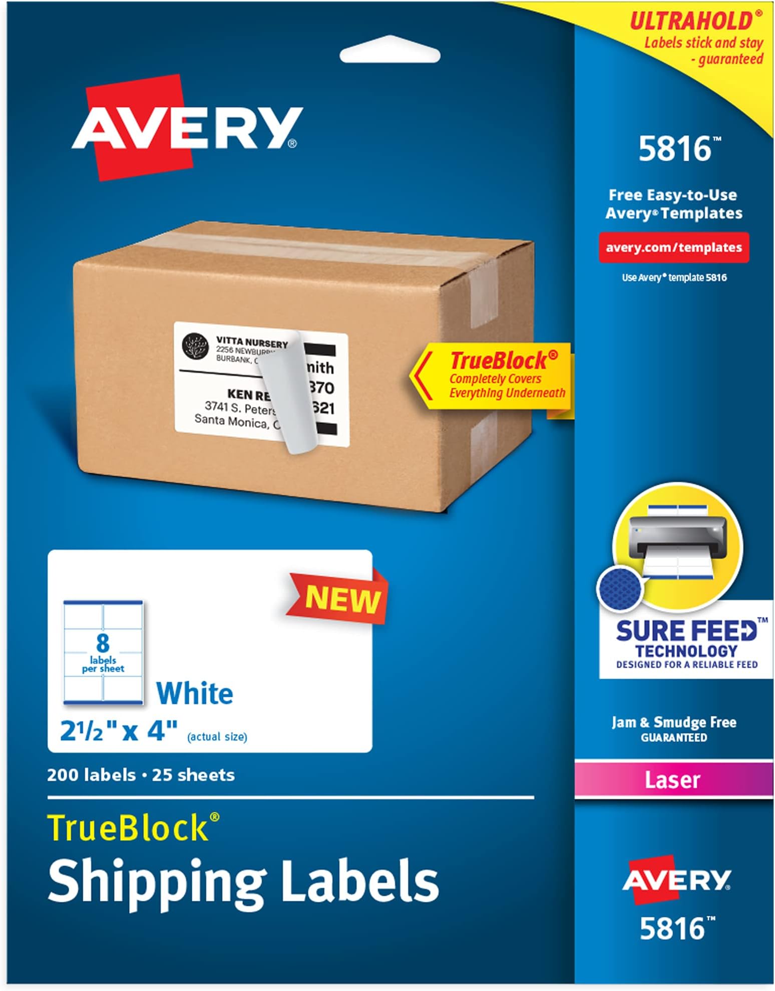 Amazon.com : 8up 4 1/4" x 2 3/4" White Matte Self Adhesive Labels - 25 ...