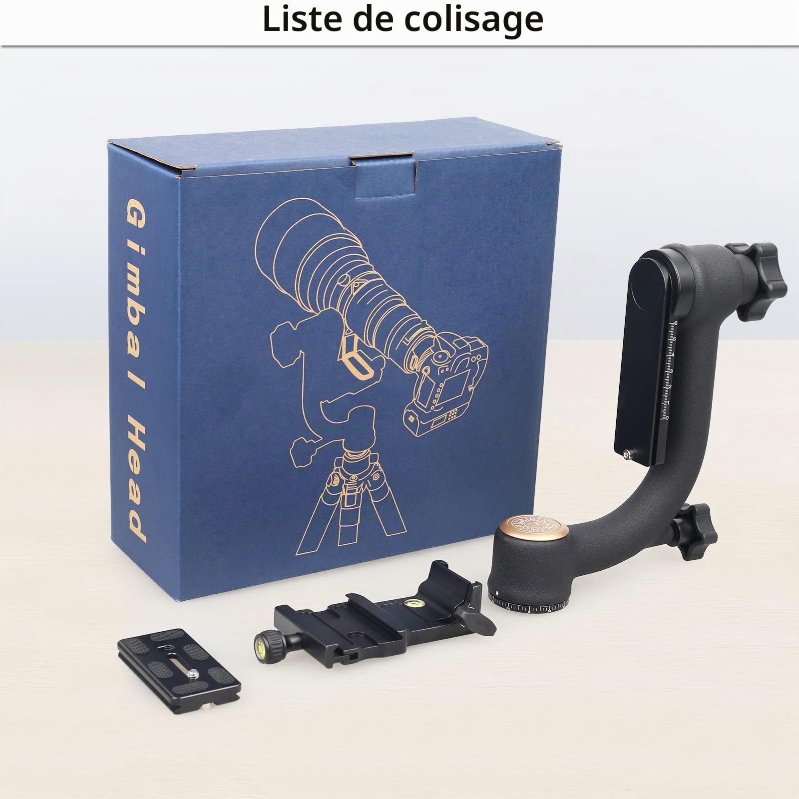 Tête de trépied à cardan ARTCISE, têtes Robustes avec Plaque de dégagement Rapide Standard 1/4 '' et Niveau à Bulle pour trépied d'appareil Photo Reflex numérique, Charge maximale 20KG/44LBS