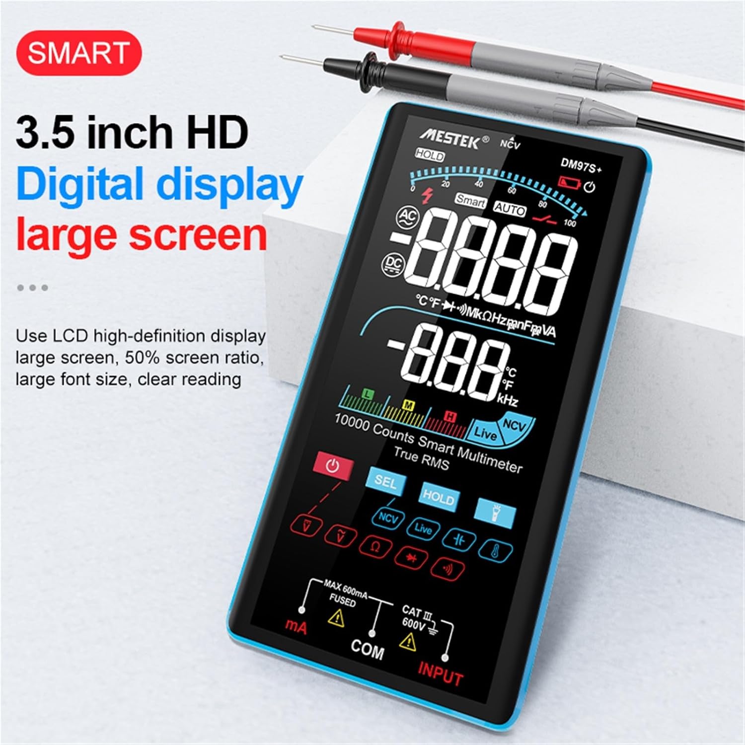 Large Screen Multimeter Smart Range Resistance Capacitance AC DC Voltage Ohmmeter NCV Multimeter Automotive Digital Multimeters