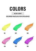 Vista 6 de 6 máscaras fluorescentes coloridas, pestañas de neón, pestañas voluminizadoras y alargadoras para pestañas, impermeable, de larga duración