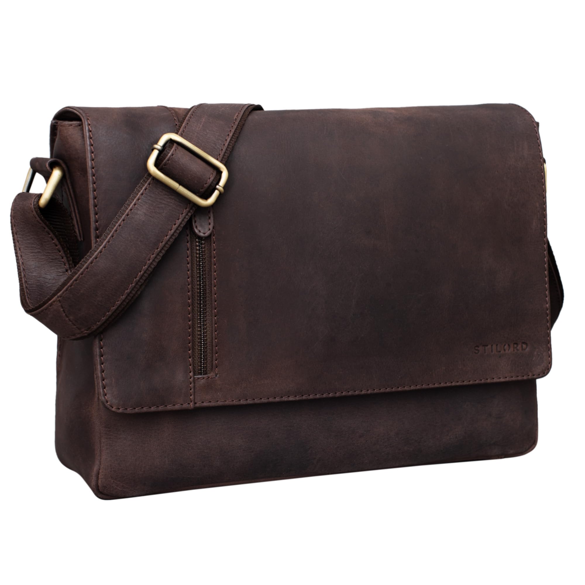 STILORD "Davis" Messenger Bag Bag Skóra 13 cali Laptop Bag Vintage Torba na ramię Torba na ramię Uni Office Book Bag Messenger Bag Skóra Kolor:gałka muszkatołowa - brązowy