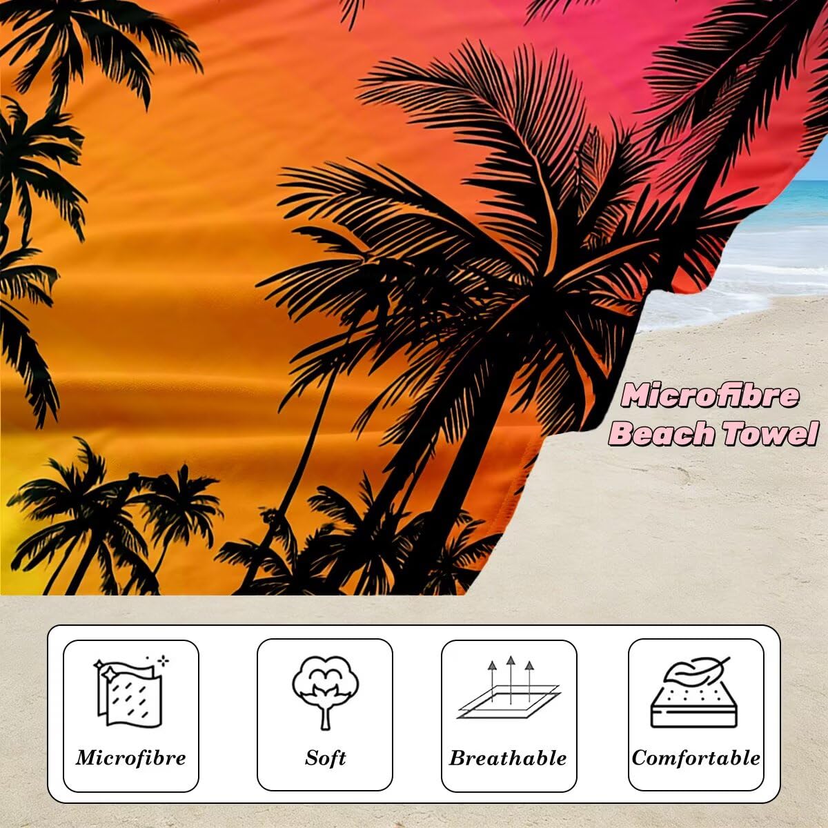 Telo Mare Grande 80x160 cm 2 Pezzi, Antisabbia Telo Mare Microfibra Paesaggio, Asciugatura Rapida Asciugamano Microfibra, Asciugamani Palestra Donna Uomo, Leggero Teli Doccia Accessori Viaggio -4620