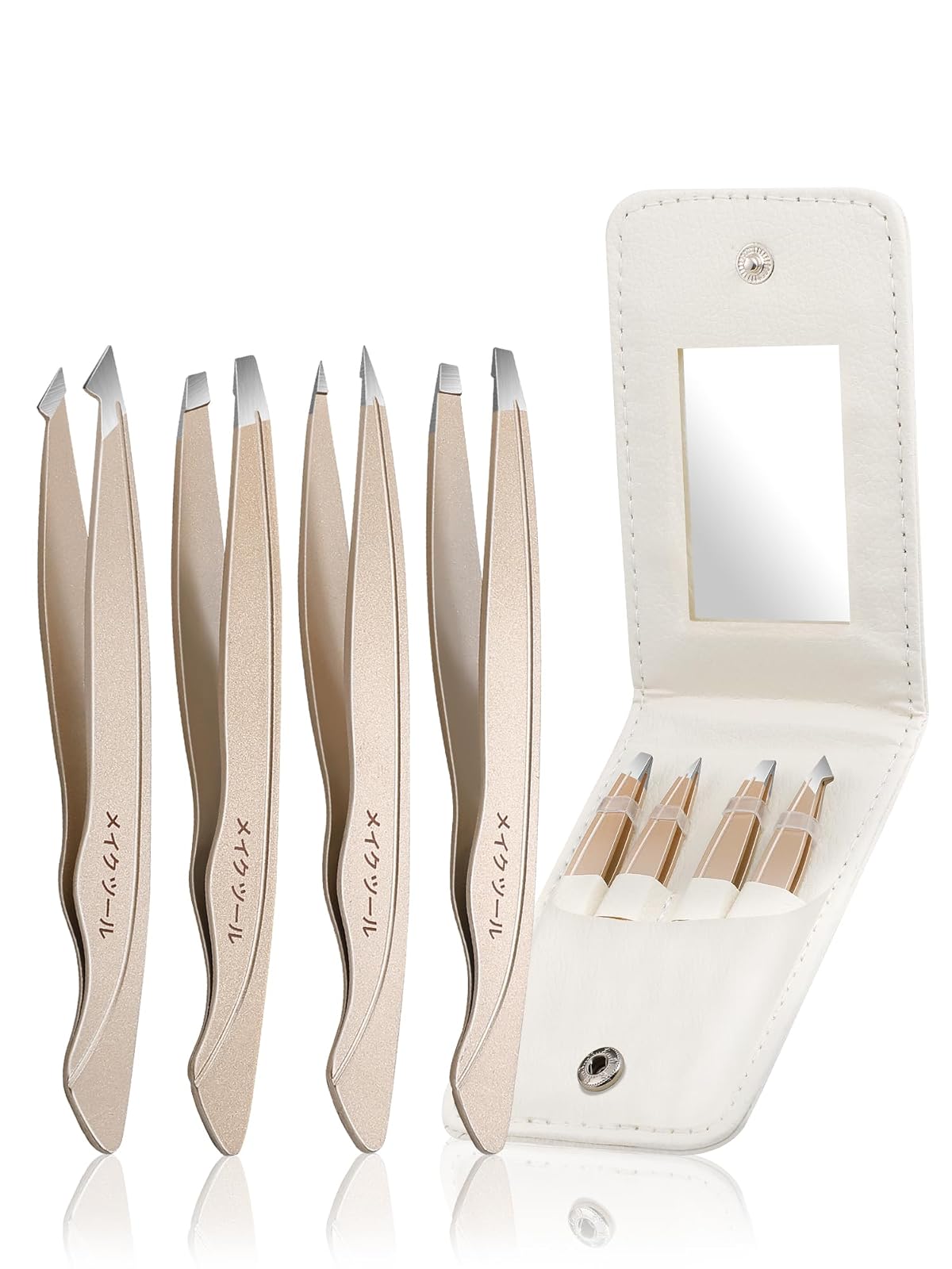 Eyebrow Tweezers for Women Facial Hair: 4Pcs Stainless Steel Tweezer Set with