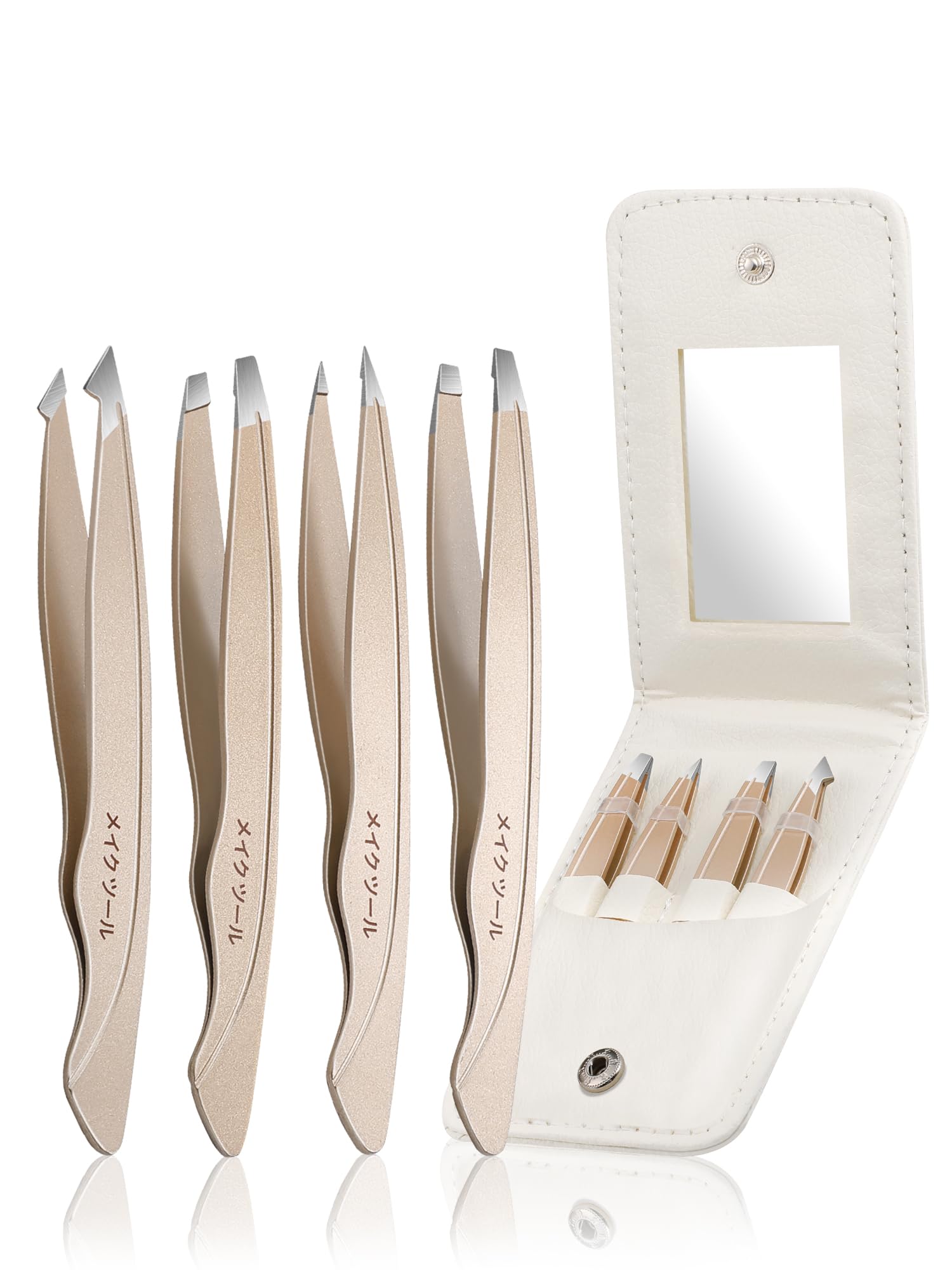 Eyebrow Tweezers for Women Facial Hair: 4Pcs Stainless Steel Tweezer Set with