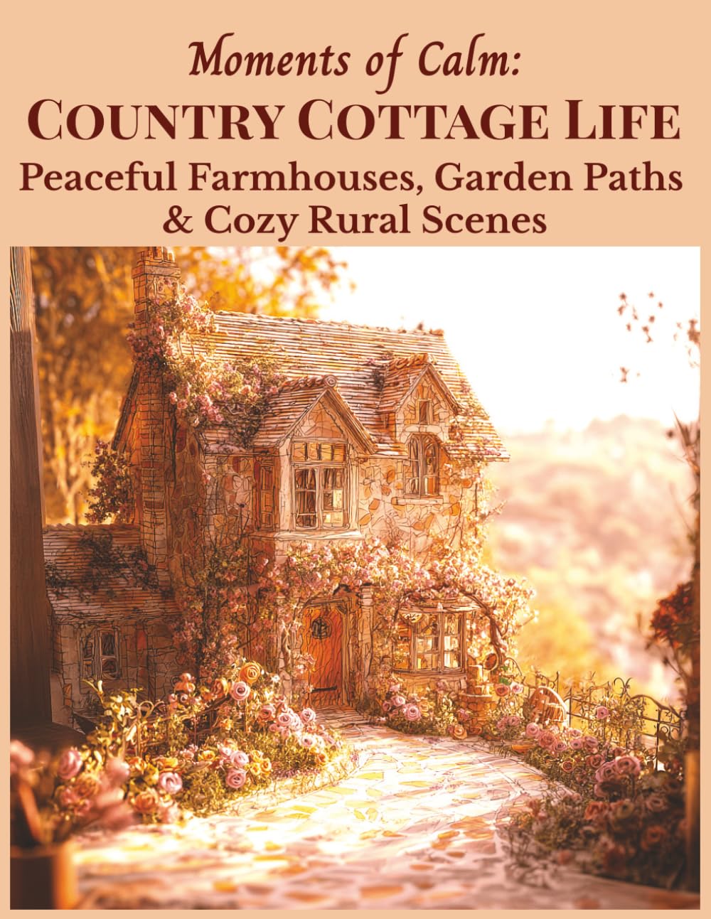 Moments of Calm: Country Cottage Life Peaceful Farmhouses, Garden Paths & Cozy Rural Scenes: 50 Images of Grayscale Artwork - Mindful, Calm, Tranquil