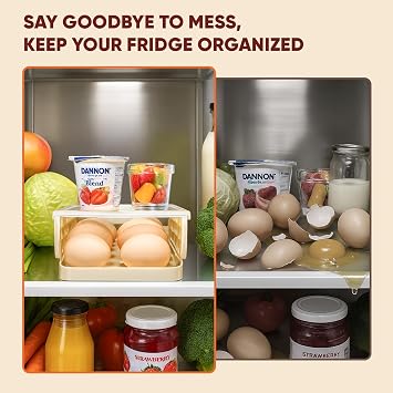 Automatic Rolling Egg Holder for Refrigerator, 1-Pack Stackable Egg Storage Containers, Smooth Glide Track, Steady Base & Dishwasher Safe