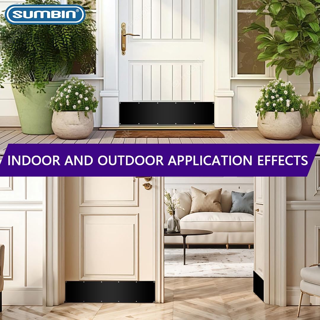 4 Sets 10 x 34 Inches Door Kick Plate for Exterior Doors for Doors Decor Avoid The Door from Kicking in Mat Black Finish in Stainless Steel 304 Material (not Aluminium or Rubber)