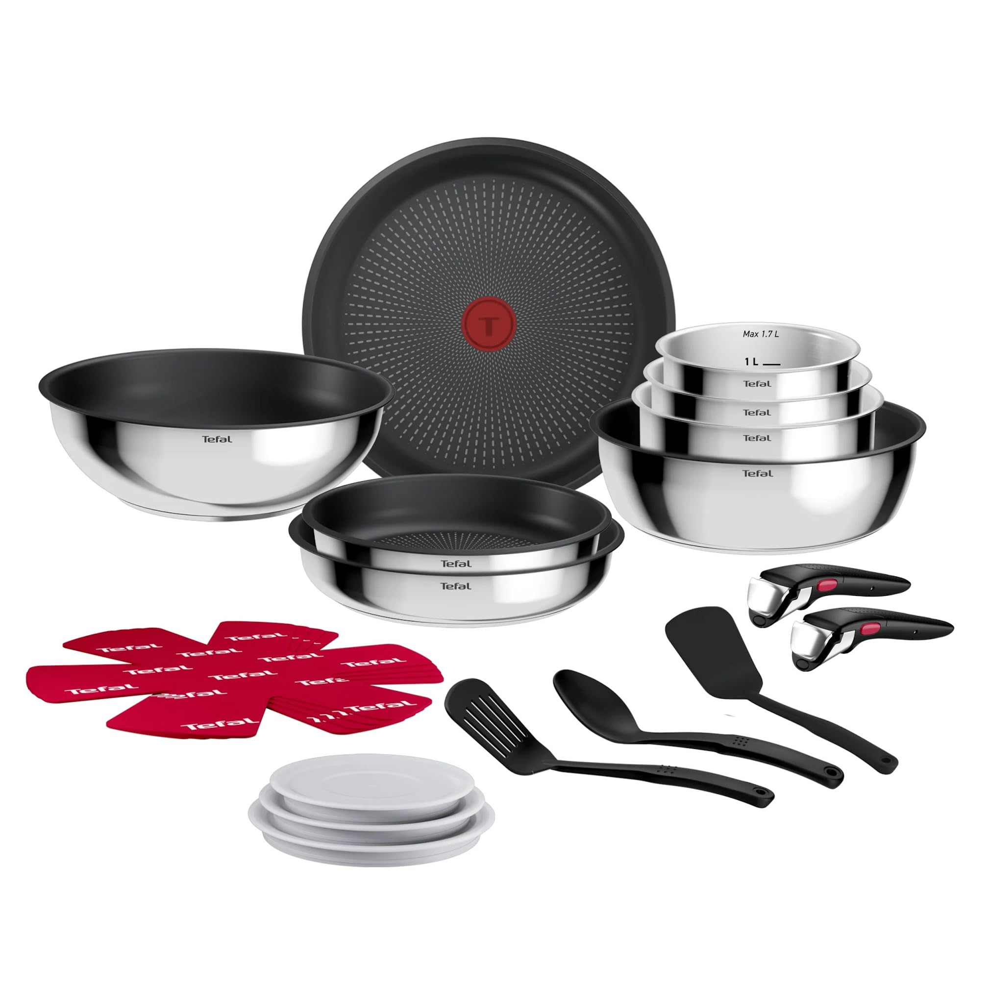 Tefal Comfort Max, Batterie de cuisine 20 pièces, Poêles et casseroles empilables, Design compact, Poignée amovible, L966SK44