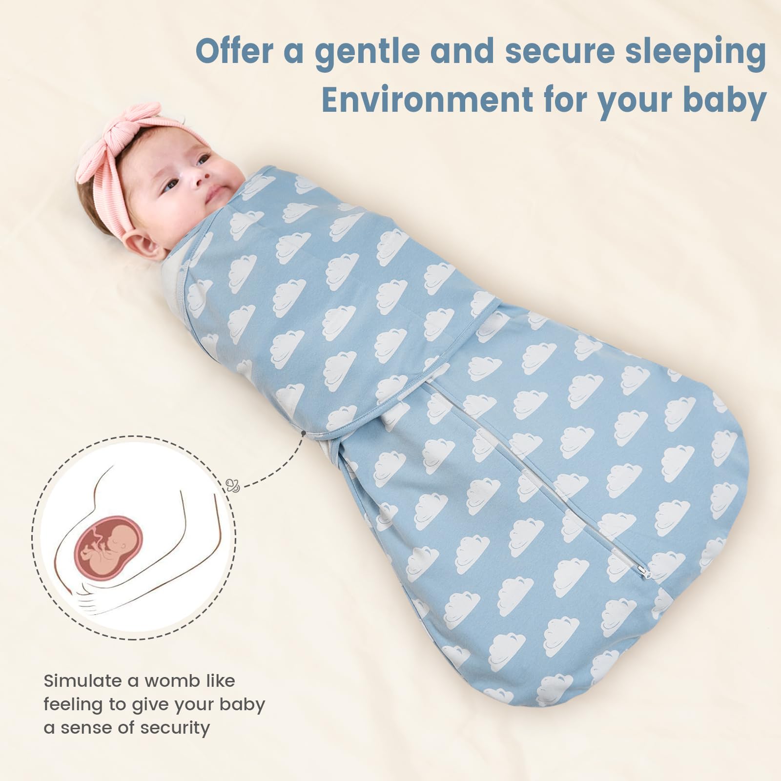 FUNUPUP Sacchino Nanna Estivo 1 Tog 0-12 Mesi, Swaddle Neonato in Cotone, Sacco a Pelo Leggero Primavera