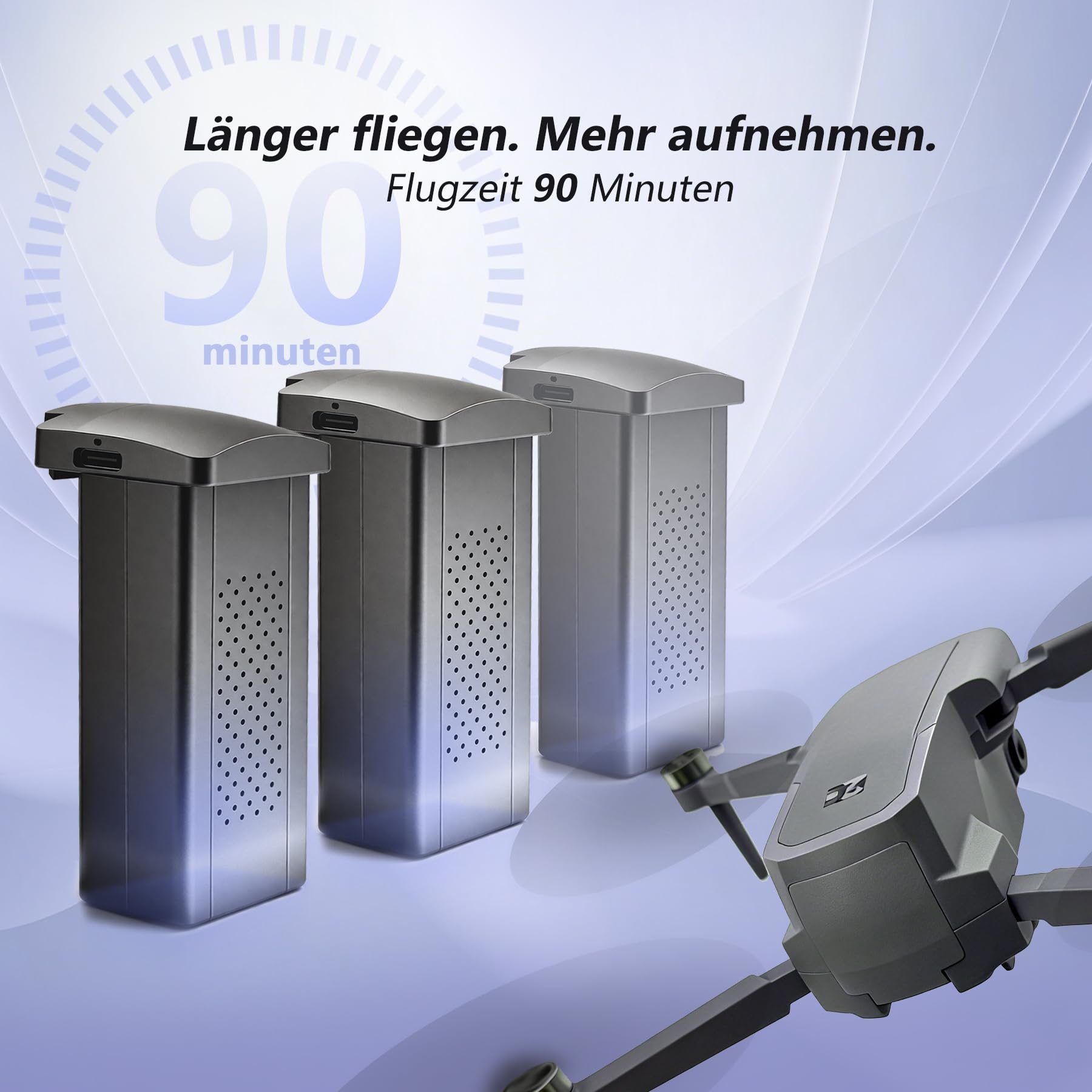 3-Achsen Gimbal GPS Drohne mit 4K Kamera, 4.5" HD Screen Fernsteuerung, 90Min Flugzeit (3 Akkus), 3000M Übertragungsreichweite, Auto Return, Follow Me, bürstenloser Motor, 5G FPV, faltbar, <249g