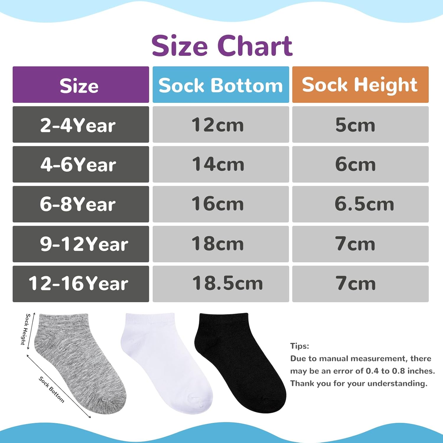 BOOPH 25 Pack Kids Low Cut Ankle Socks Boys Girls Half Cushion Athletic Socks - Image 4