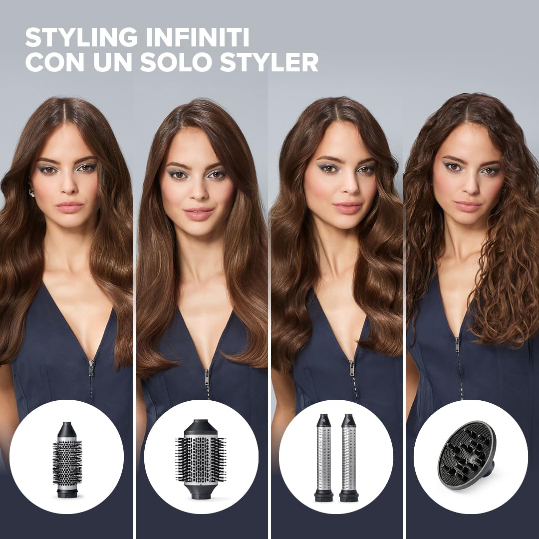 Bellissima Imetec Prodigy Deluxe - Air Styler Digitale 6 in 1 per Capelli Ricci, Mossi o Lisci - Asciuga & Modella Senza Danni con Tecnologia Ion-Ceramic & Coanda