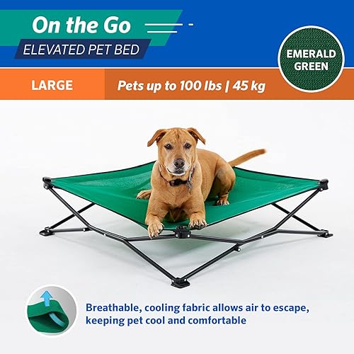 Miniatura 5 de Coolaroo On The Go - Cama elevada refrescante para perros, portátil para viajes y campamentos, plegable para almacenamiento, grande, verde esmeralda