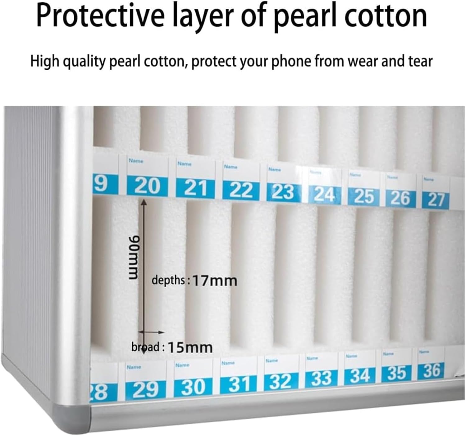 Multi-Size Cell Phone Locker Box - Secure Storage Cabinet for Classroom, Office & Exams - Silver Lockboxes (48) for Phones, Tablets & Devices