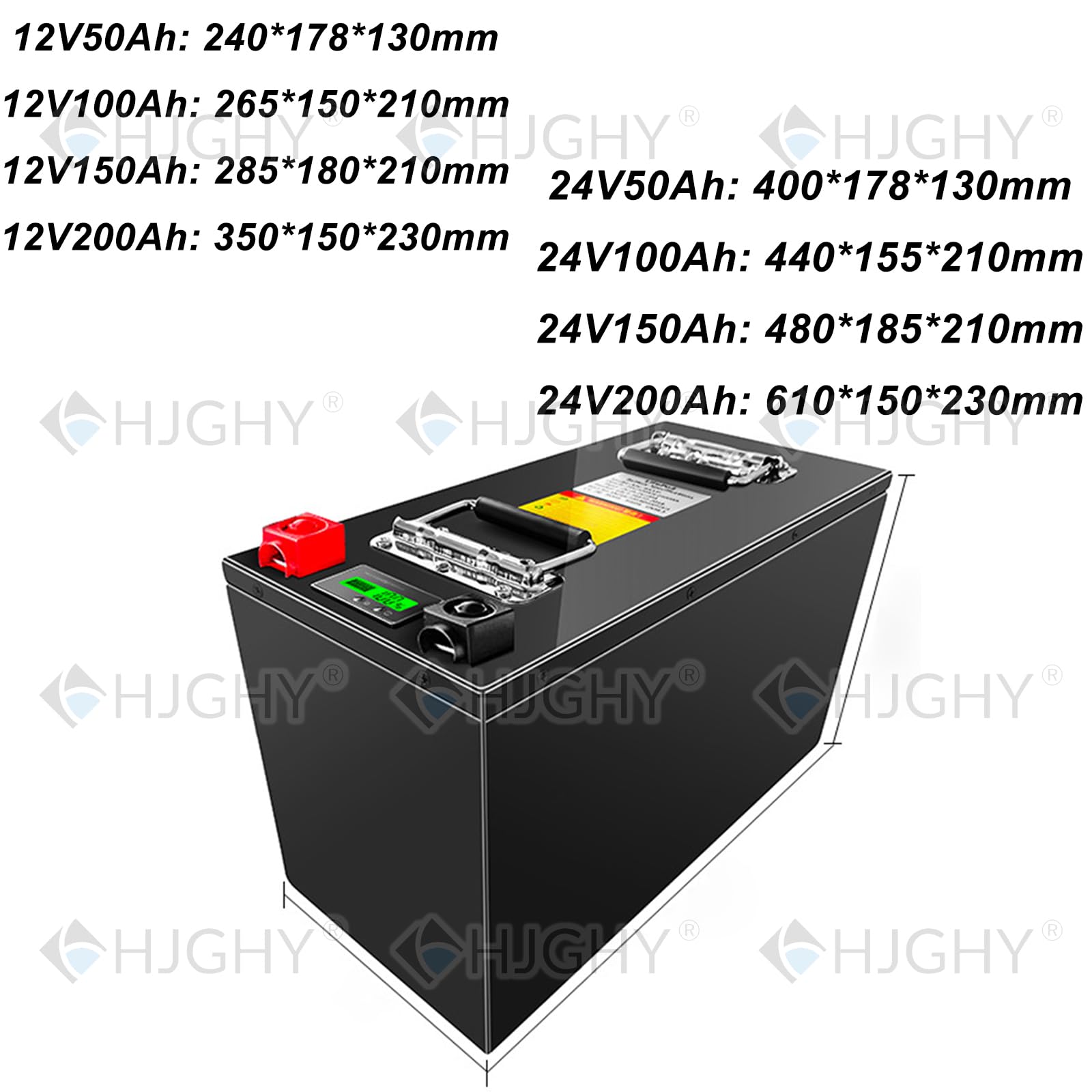 Batteria al Litio Ferro fosfato 12V 24V Pacco batterie al Litio 50Ah 100Ah 150Ah 200Ah Batterie di Ricambio per Motori di Camper/Veicoli