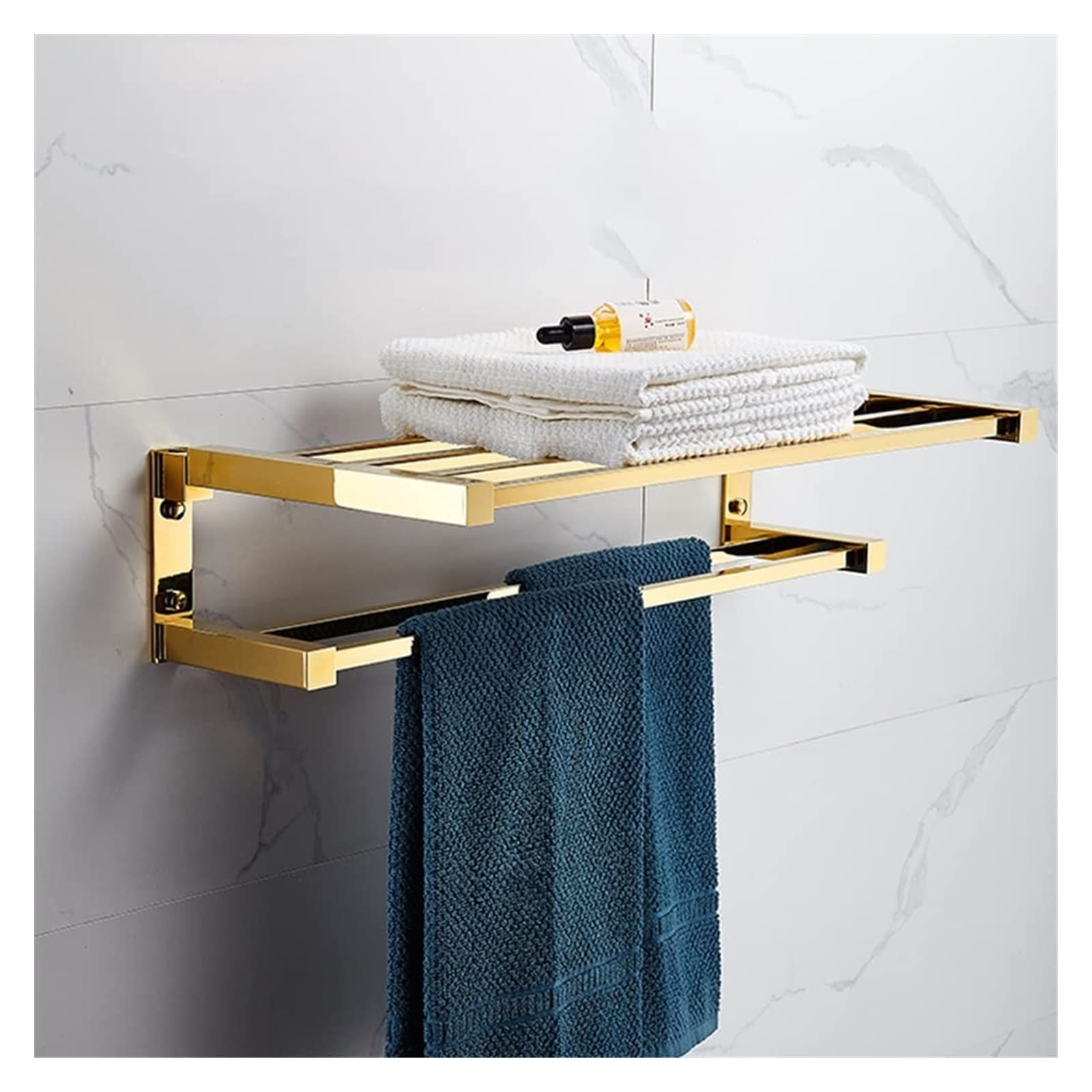 ISCBAFYX Toallero Barra para Toallas Montado en la Pared Barra para Toallas de Mano de latón Soporte para Toallas de baño Colgador para paños de Cocina/baño/A (Doble Varilla Lobo Gris)