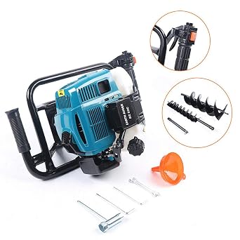 Dyrabrest 52cc Gasoline Engine Single-Cylinder Gasoline Post Hole Digger Borer Fence Ground Drill 4/ 8 Bits and 12 Extension Bar