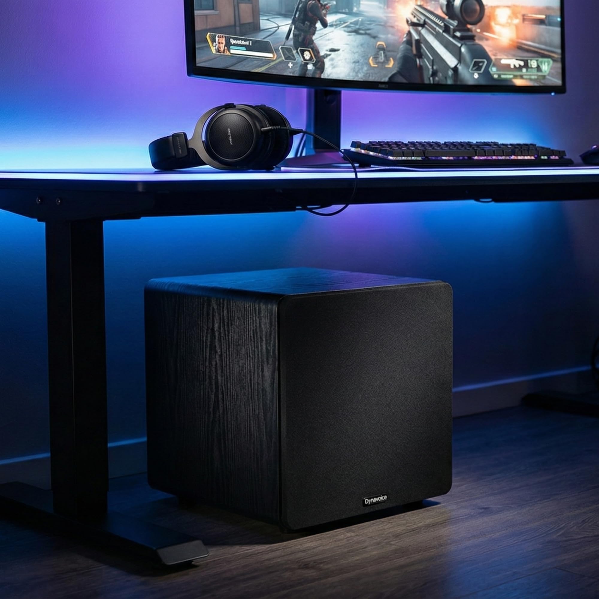 DYNAVOICE Challenger Sub-8 Negro – Subwoofer Activo 8" 90W RMS (125W Máx.), 25-180 Hz, Auto On/Off | para Home Cinema 5.1 y HiFi hasta 25 m² | RCA/LFE y Alta Nivel