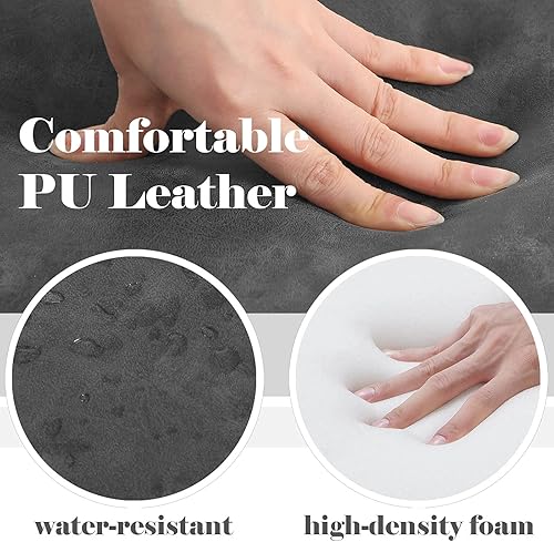 Miniatura 72 de Sophia & William Taburete de bar negro de 24 pulgadas de altura de mostrador, taburetes de bar tapizados con reposapiés, taburetes modernos de piel