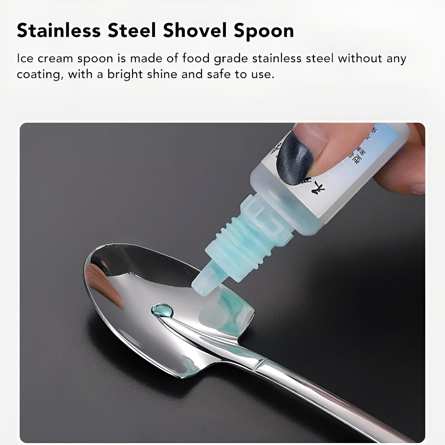 4 Pcs 410 Stainless Steel Flat and Pointed Shovel Spoons, 6.1in