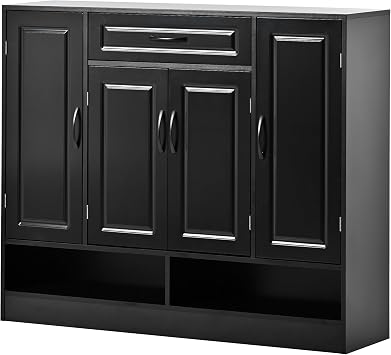 RUNNA Sleek and Modern Shoe Cabinet Provide Ample Storage for About 20 Shoes in Various Sizes and Types with Adjustable Shelves, Minimalist Shoe Storage Organizer Black- Drawer Shoe Cabinet