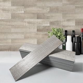 W&S 24 PCS Beige Distressed Wood Peel and Stick Backsplash Tiles,Stick on Wood Look Tile for RV,Living Room,Accent Wall,Faux Wood Paneling for Kitchen Backsplash,Self Adhesive Wall Planks