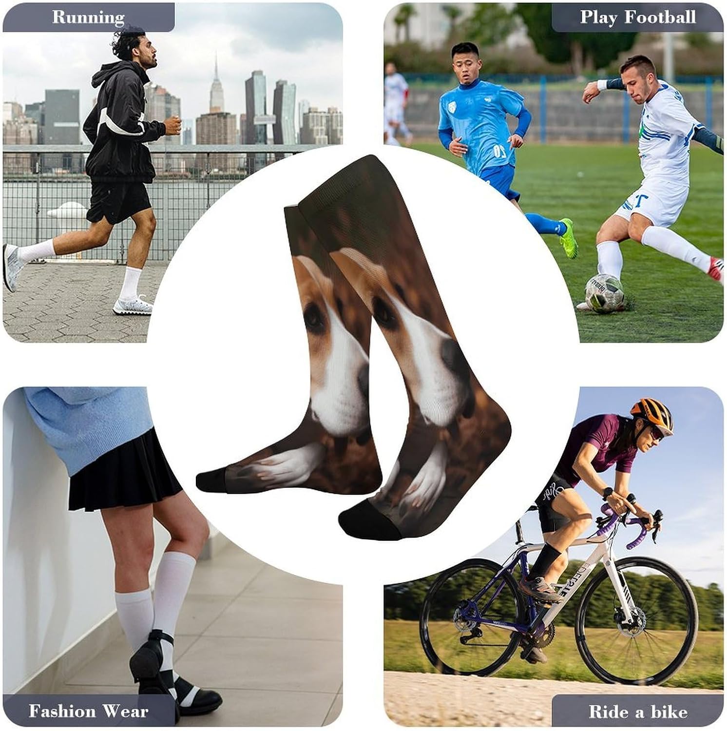 Cute Beagle Mid-Calf Socks Women Warm Knee High Socks Cozy Hiking Skiing Soft Boot Mid Calf Stocking Unisex
