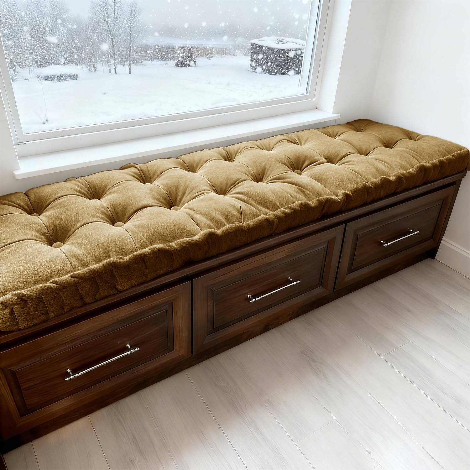 Bequemes Samt-Bankkissen für drinnen und draußen, 10 cm dick, lang, Sitzkissen, 150 x 50 cm, Eckkissen, Garten-Sitzerhöhung, perfekt für Fensterbank oder Terrassenmöbel