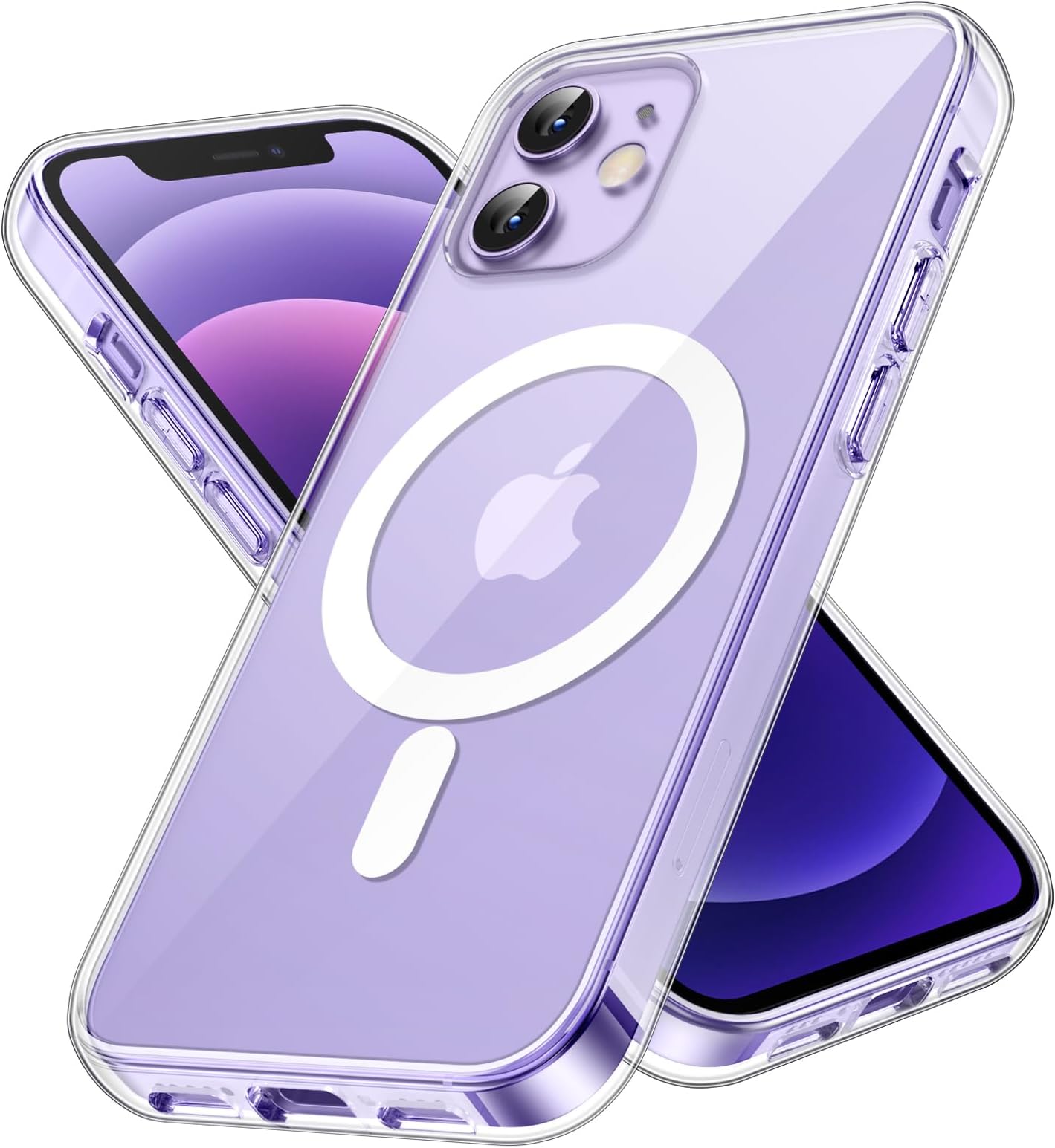 JEDirect iPhone 12/12 Pro Magnetic Case for 6.1" MagSafe Wireless Charging Shock Absorption Bumper Cover Anti-Scratch Transparent Back (Clear)