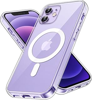 جراب مغناطيسي لموبايل ايفون 12/12 برو 6.1 بوصة من جيتك، متوافق مع الشحن اللاسلكي ماج سيف، غطاء ممتص للصدمات ومضاد للخدش، بظهر شفاف (شفاف)، البولي يوريثين الحراري