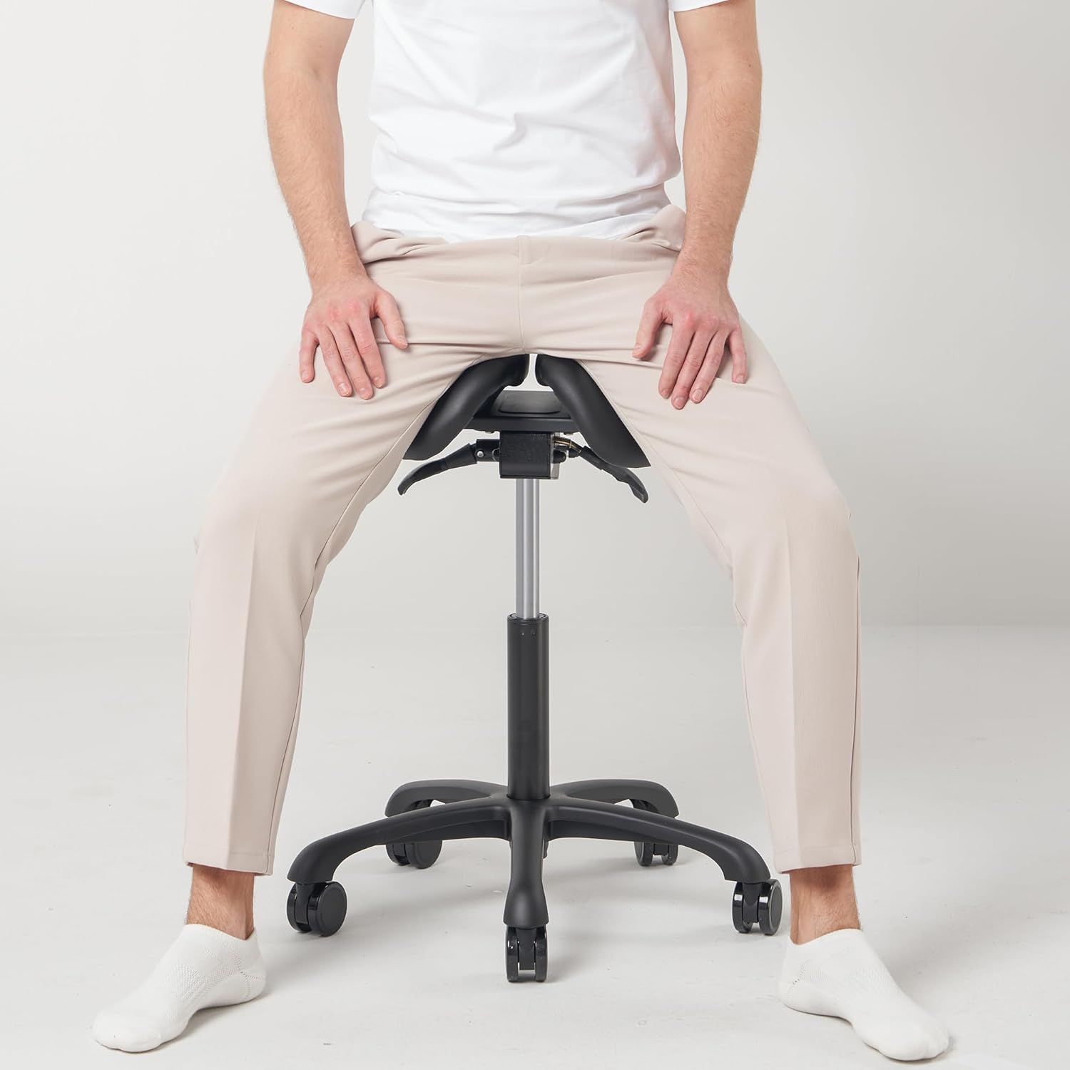 Master Massage Berkeley Saddle Stool with Black Aluminum Base