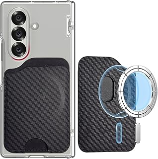[Miimall] Magsafe対応 カードケース 3枚収納 両面磁気吸着 カードホルダー Galaxy Fold 7/6/S25/S24用 カードウオレット Pixel 10とiPhone 17/16/15/14/13に対応 マグセーフカードケース 取り外し 薄型 高級レザー（カーボン）