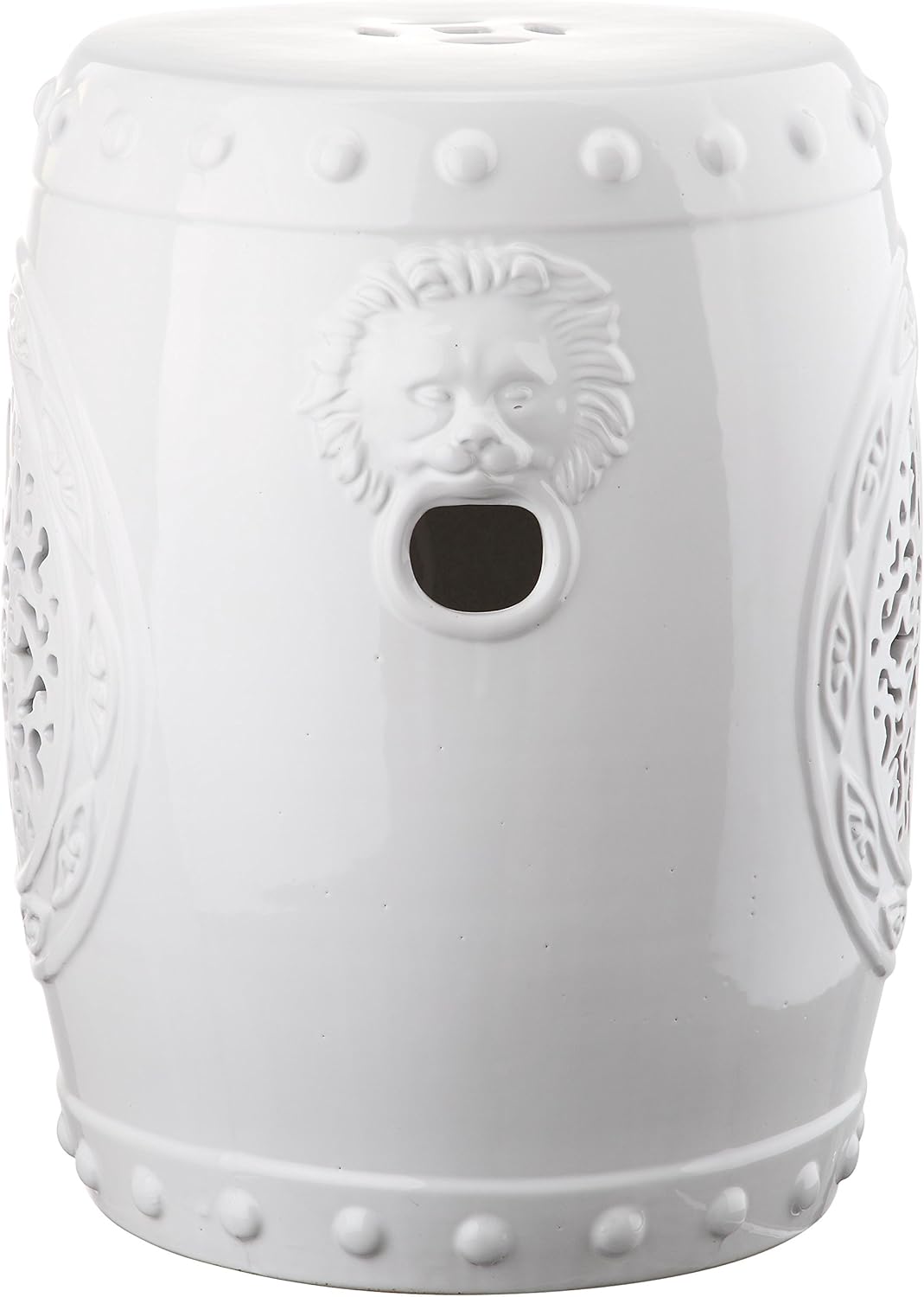 Safavieh Castle Gardens Collection Flower Drum White Glazed Ceramic Garden Stool