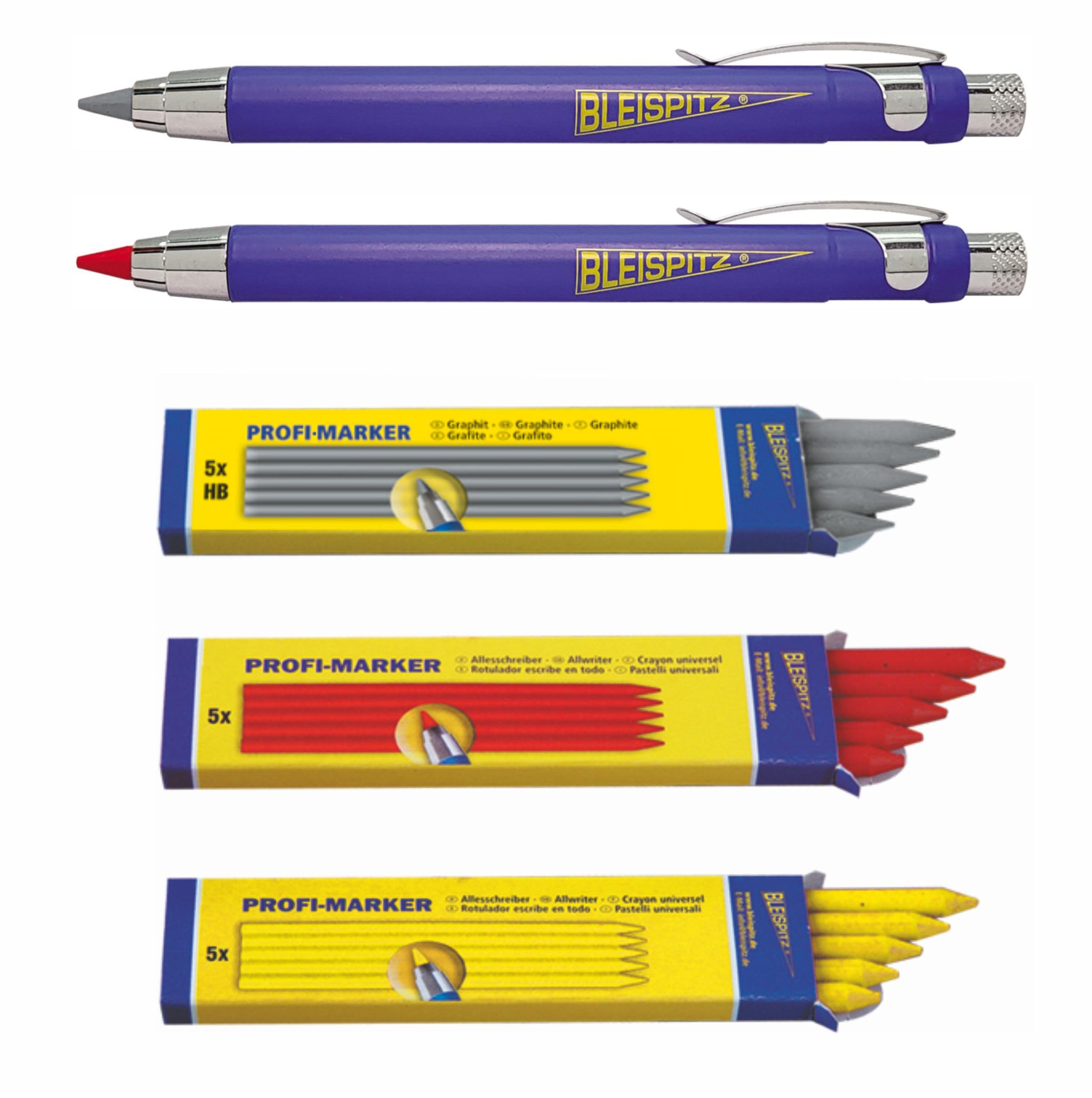 Porte-mine de chantier en laiton Dicoal avec mines HB graphite et taille-crayon