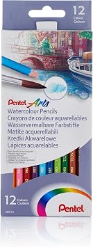 Pentel Arts Watercolour Pencil Set - Assorted Pack of 12 CB9-12U