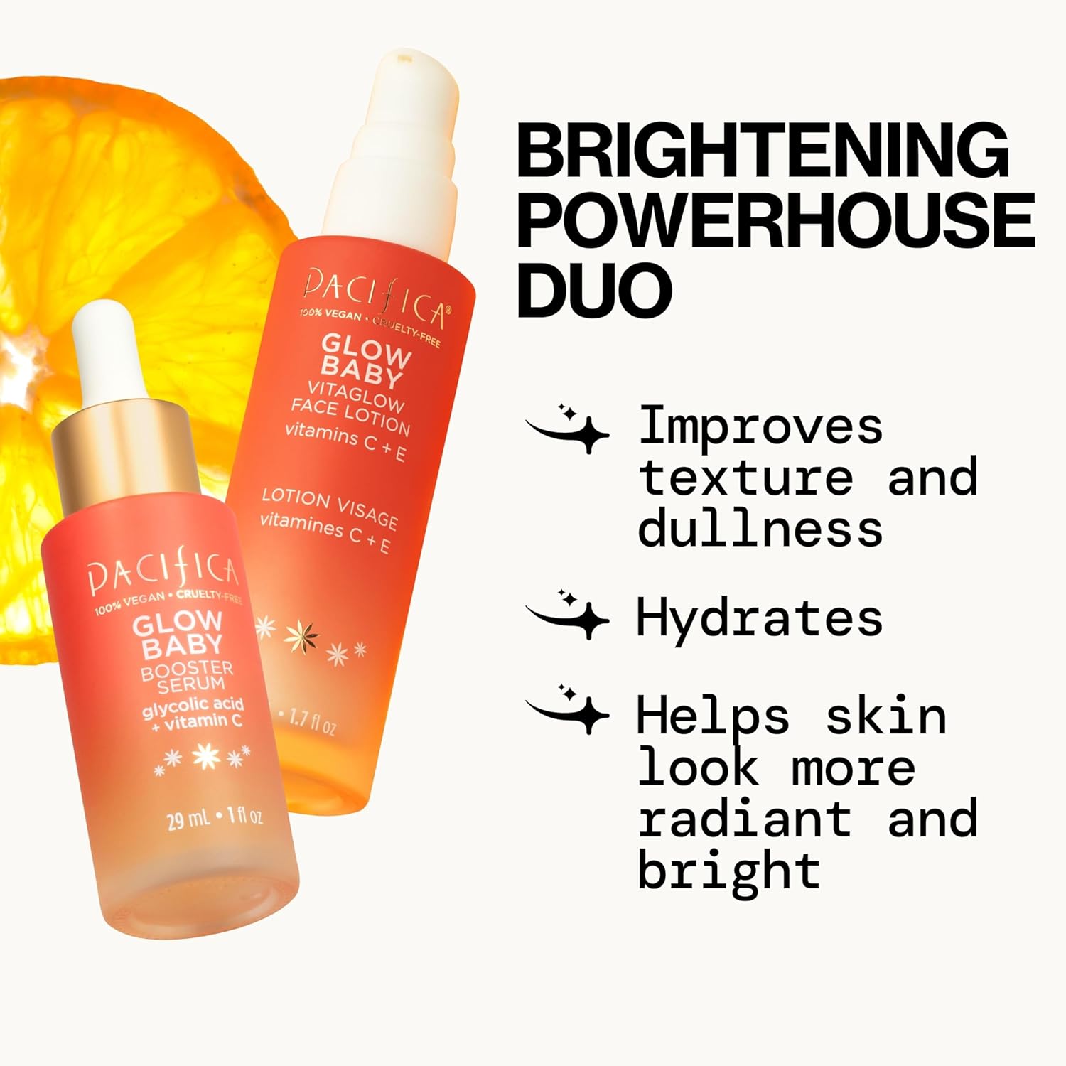 Pacifica Glow Baby Super Lit Booster Serum & VitaGlow Vitamin C Face Cream Brighten & Hydrate Skincare Bundle Daily Antioxidant Moisturizer Set for Radiant, Even-Toned Skin - Image 4