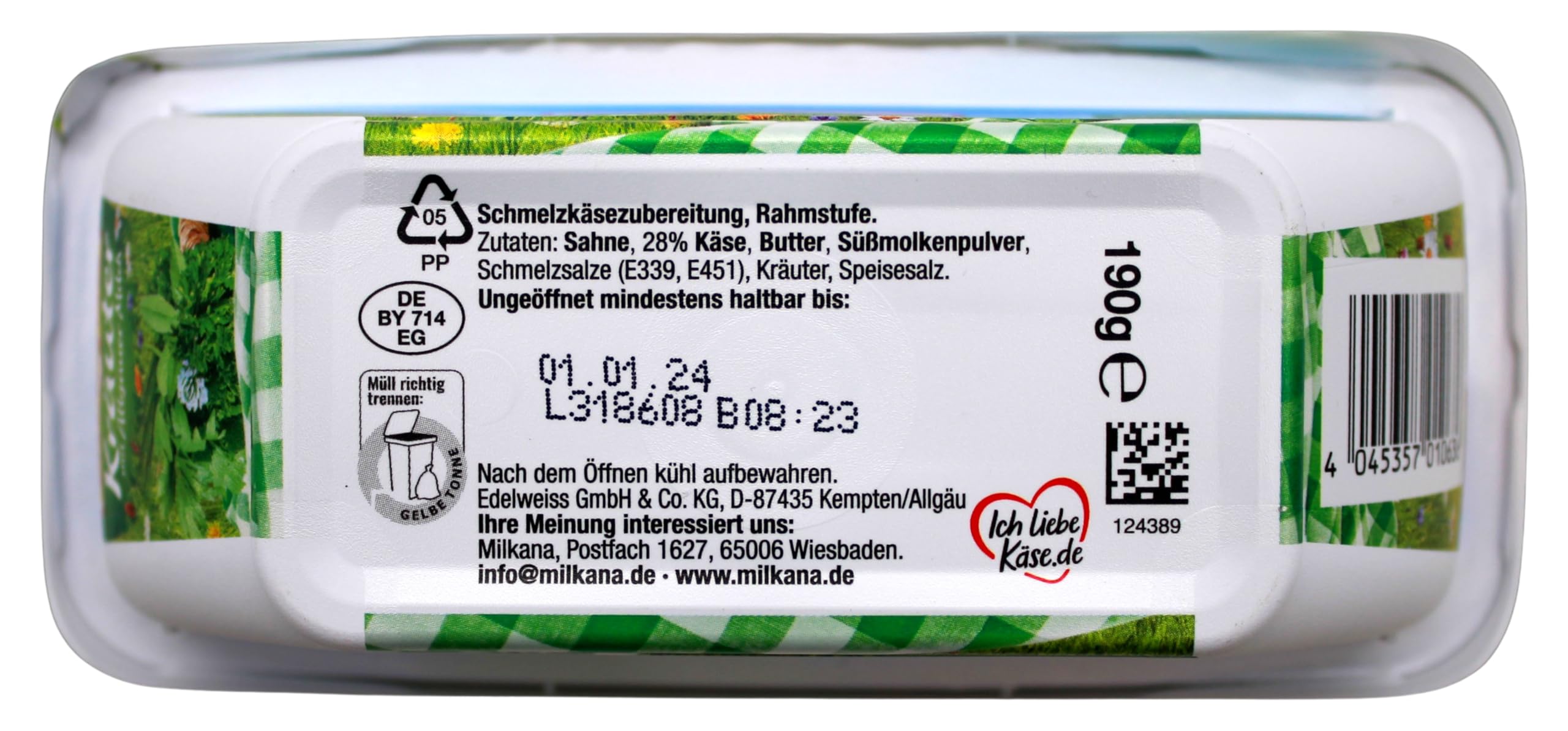 Milkana Kräuter Schmelzkäse, 8er Pack (8 x 190g)