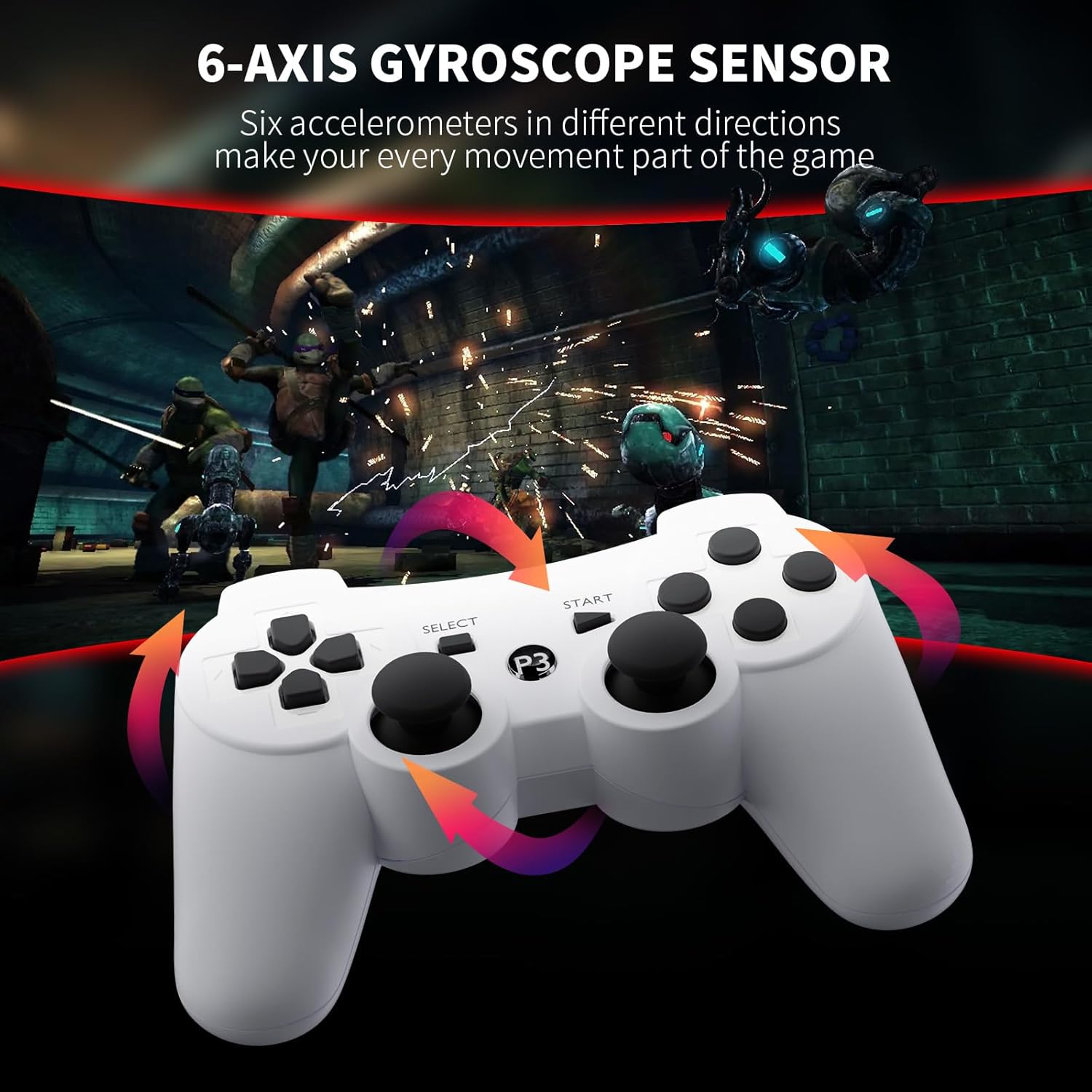 Zamia 2 Pack Wireless Controller for PS3/PC, High-Performance 6-Axis Motion Sense,Double Vibration, Bluetooth, Rechargeable, Upgraded Gaming Controller for PS3